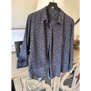 RAILS Kate Onyx Cheetah Print Blouse Long Sleeve Medium